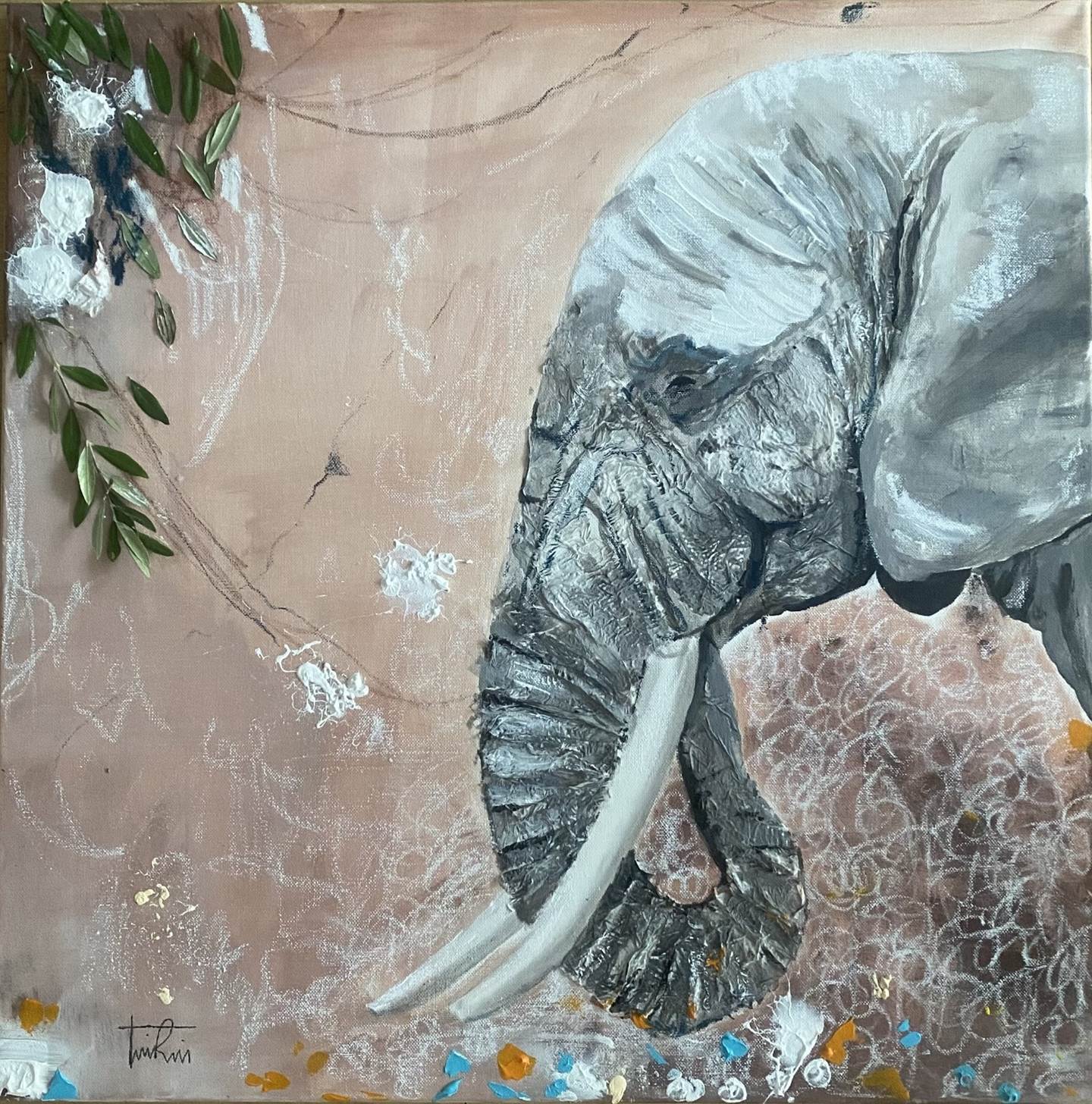 ELEPHANT, original Animaux Technique mixte La peinture par Tânia  Reis
